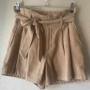 H&M Faux Suede High Waist Paperbag shorts